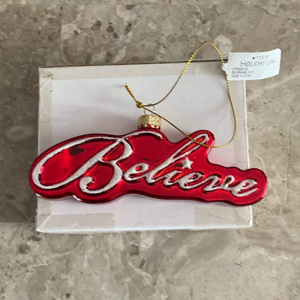 Macy's Festive Red 'Believe' Ornament